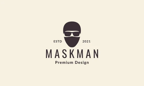 Head Man Black Sunglasses Mask Logo Symbol Vector Icon Illustration — Stock Vector