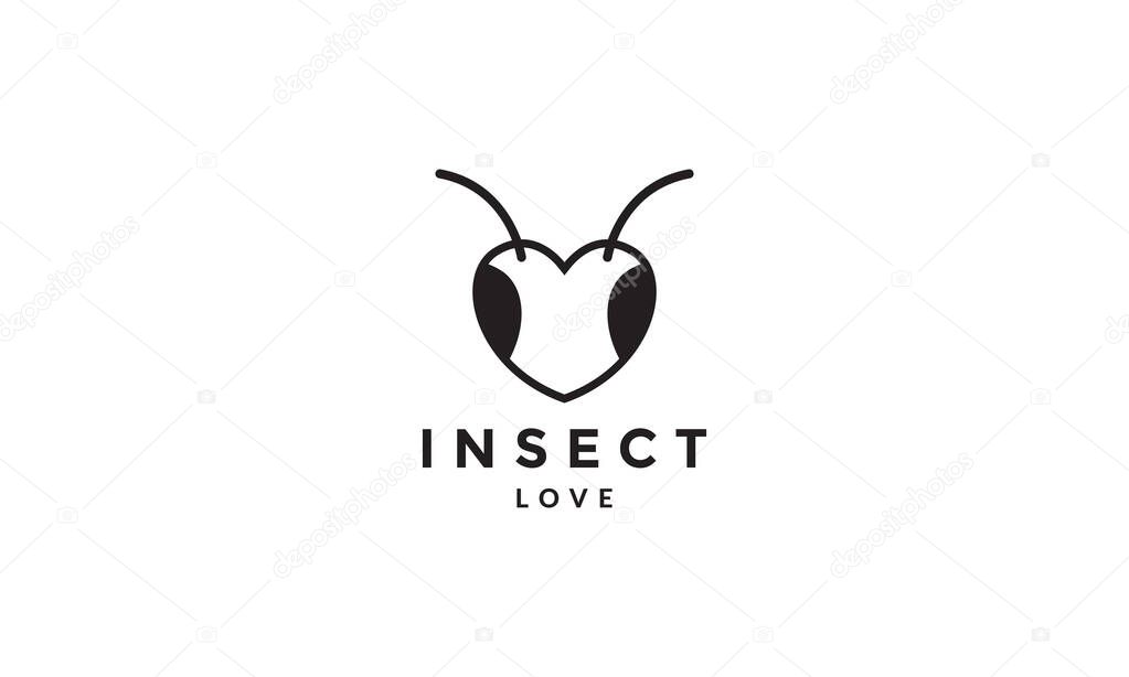 ant head with love logo symbol vector icon illustration graphic design