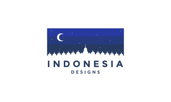 Logotipo Abstracto Noche Del Templo Borobudur — Vector de stock