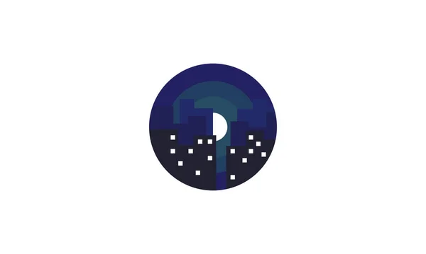 Αφηρημένη Σκοτεινή Νύχτα Κτίριο Λογότυπο Του Φεγγαριού Εικονίδιο Διάνυσμα Εικονογράφηση — Διανυσματικό Αρχείο