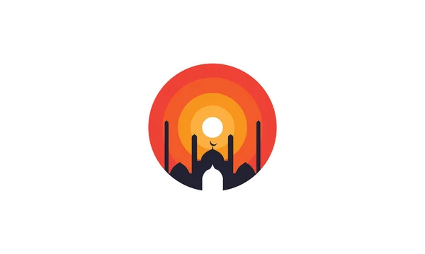 Moskee Met Abstracte Zonsondergang Logo Symbool Vector Pictogram Illustratie Grafisch — Stockvector