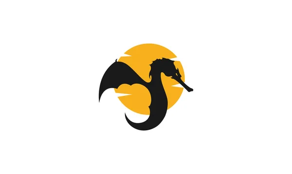 Silhouette Fliegender Drache Mit Sonnenuntergang Logo Symbol Vektor Symbol Illustration — Stockvektor