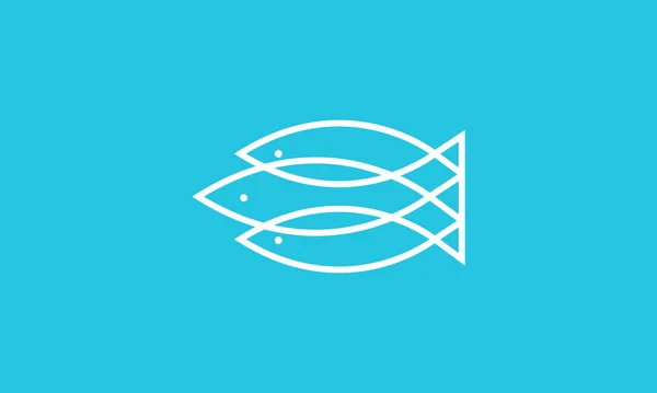 Linjer Konst Tre Fisk Logotyp Symbol Vektor Ikon Illustration Grafisk — Stock vektor