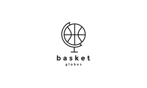 Linien Globus Mit Korbball Logo Symbol Vektor Symbol Illustration Grafik — Stockvektor