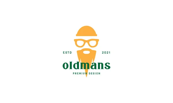 Old Man Long Beard Logo Symbol Vector Icon Illustration Graphic — Stock Vector