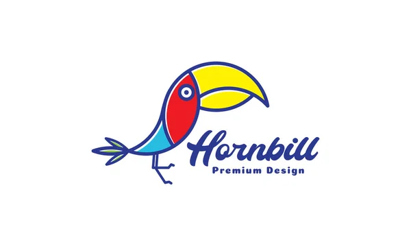 Söt Fågel Färgglada Hornbill Logotyp Vektor Symbol Ikon Design Grafisk — Stock vektor