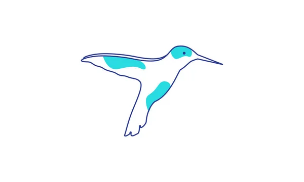 Abstrakt Blaue Linien Kunst Kolibri Logo Vektor Symbol Design Grafik — Stockvektor