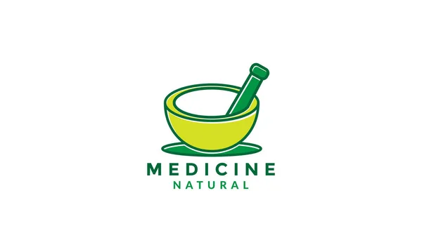 Colorido Verde Tazón Medicina Naturaleza Logotipo Vector Símbolo Icono Diseño — Vector de stock