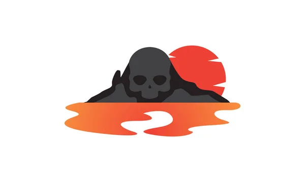 Île Crâne Avec Coucher Soleil Logo Vectoriel Symbole Icône Conception — Image vectorielle