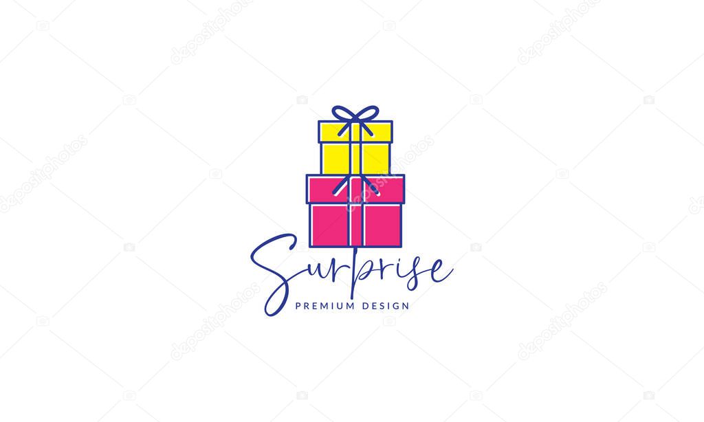 Colorful box gift surprise logo vector symbol icon design graphic illustration