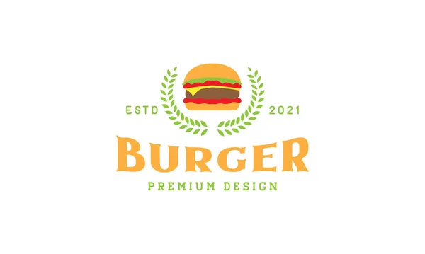 Barevný Vintage Burger Logo Vektorový Symbol Ikona Design Grafické Ilustrace — Stockový vektor