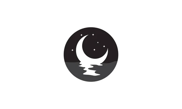 Croissant Avec Mer Nuit Logo Symbole Vectoriel Icône Conception Illustration — Image vectorielle