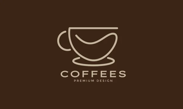 Linien Kunst Kaffeetasse Einzigartig Logo Symbol Vektor Symbol Illustration Grafik — Stockvektor