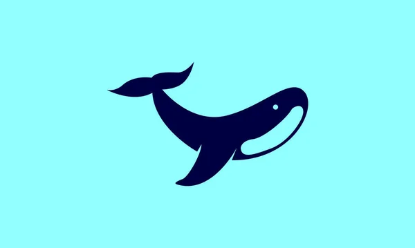 Söt Form Modern Fisk Val Simning Logotyp Symbol Vektor Ikon — Stock vektor