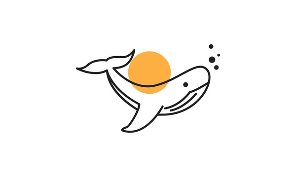 Linien Modern Fisch Wal Schwimmen Logo Symbol Vektor Symbol Illustration — Stockvektor