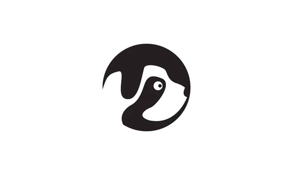 Μαύρο Κεφάλι Σκύλου Αρνητικό Λογότυπο Χώρο Σύμβολο Διάνυσμα Εικονίδιο Εικονογράφηση — Διανυσματικό Αρχείο