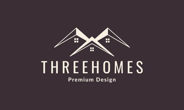 Три Дома Дизайн Логотипа Поместья Логотипа Векторные Символы Графические — стоковый вектор