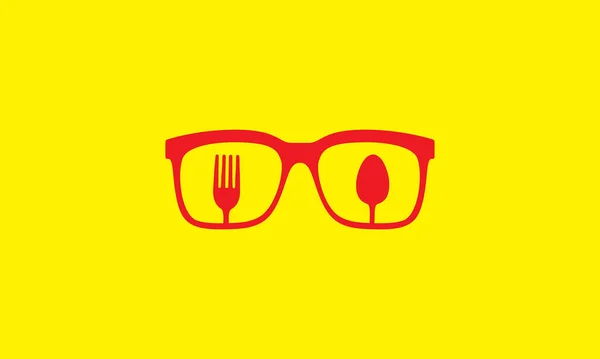 Sluneční Brýle Vidlicí Lžíce Logo Symbol Vektorové Ikony Ilustrační Grafický — Stockový vektor