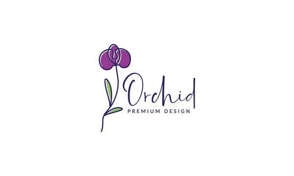 フェミニンな花紫色の蘭のロゴのアイコンベクトルグラフィックデザインイラスト — ストックベクタ