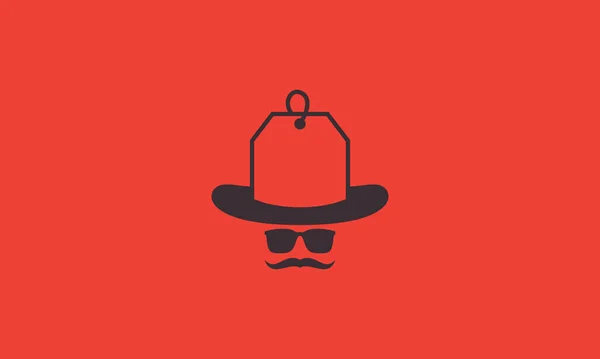 Homme Avec Chapeau Rabais Étiquette Logo Symbole Icône Vectoriel Conception — Image vectorielle