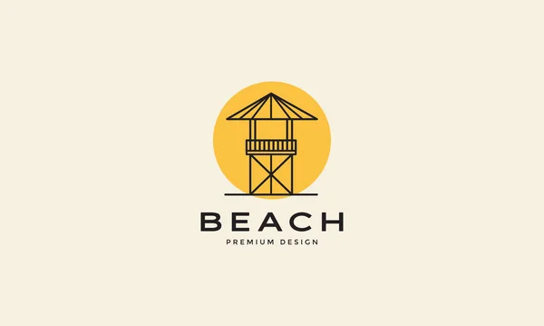 Linhas Gazebo Praia Com Sol Logotipo Símbolo Ícone Vetor Design — Vetor de Stock