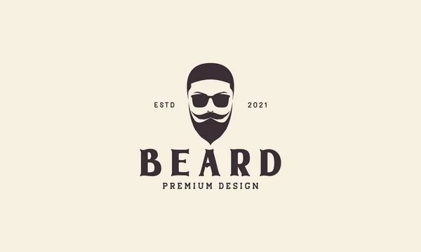 Man Long Beard Head Vintage Logo Symbol Icon Vector Graphic — Stock Vector