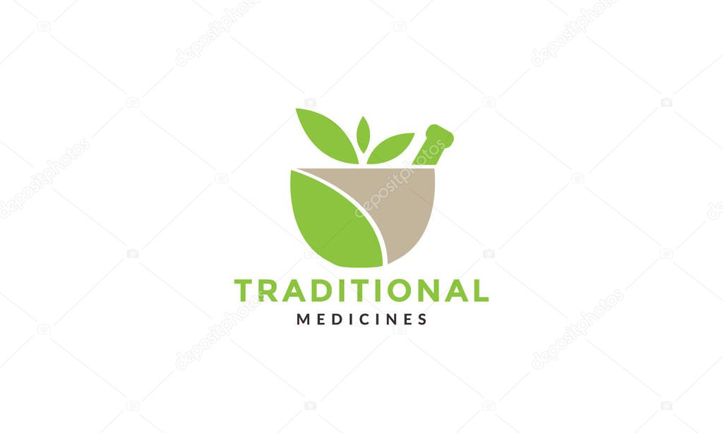Traditional medicine herbal logo vector symbol icon design graphic illustration