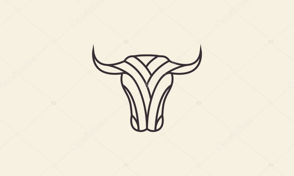 lines art modern head cow logo symbol icon vector graphic design illustration