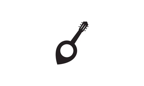 Guitare Avec Pin Carte Emplacement Logo Symbole Vectoriel Icône Illustration — Image vectorielle