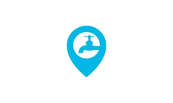 Torneira Água Com Pino Mapa Localização Logotipo Símbolo Vetor Ícone —  Vetores de Stock