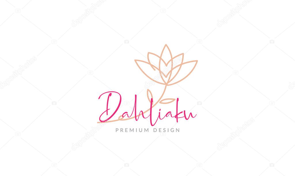 continuous lines flower dahlia logo