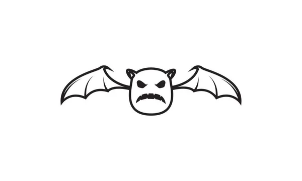 Murciélagos Caricatura Sonrisa Halloween Logotipo Símbolo Vector Icono Ilustración Diseño — Archivo Imágenes Vectoriales