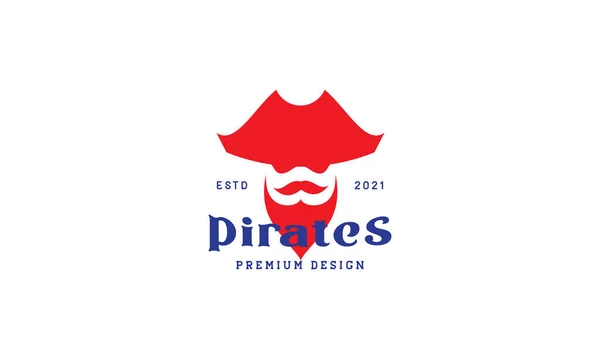 Červená Piráti Vousy Vintage Logo Symbol Vektorové Ikony Ilustrační Grafický — Stockový vektor
