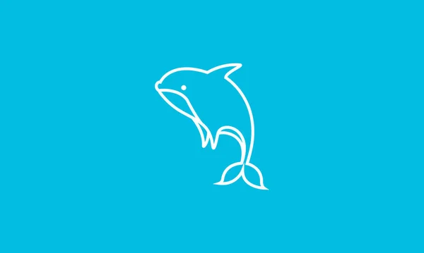 Niedlich Cartoon Orca Wal Linien Logo Symbol Vektor Symbol Illustration — Stockvektor