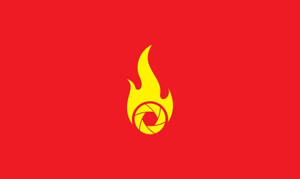 Cámara Del Obturador Con Símbolo Del Símbolo Del Fuego Icono — Vector de stock