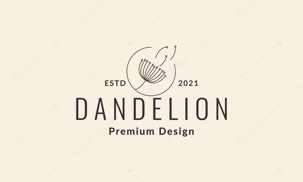 Lines flower fly dandelion logo symbol vector icon illustration graphic design