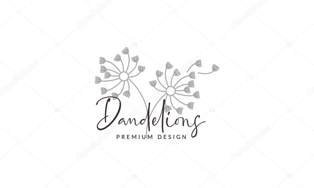 Lines flower fly dandelion logo symbol vector icon illustration graphic design