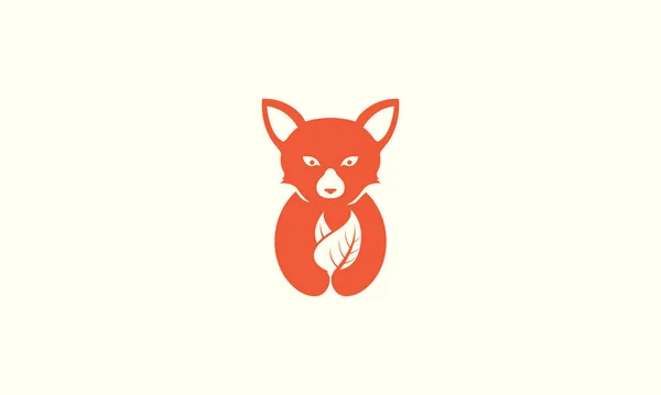 Cute Animal Fox Leaf Logo Symbol Icon Vector Graphic Design — Stock Vector