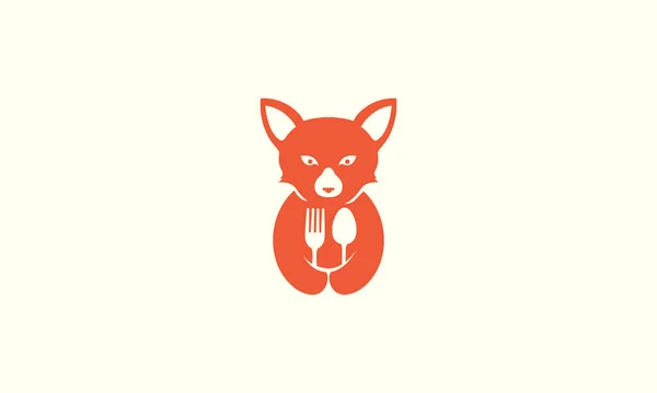 可爱的狐狸用勺子和叉子标识图标矢量图形设计图解 — 图库矢量图片
