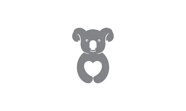 Niedlich Tier Koala Mit Liebe Logo Symbol Symbol Vektor Grafik — Stockvektor