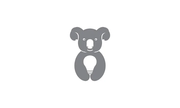 Niedlich Tier Koala Mit Licht Logo Symbol Symbol Vektor Grafik — Stockvektor