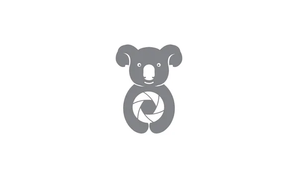Niedliches Tier Koala Mit Kamera Logo Symbol Symbol Vektor Grafik — Stockvektor