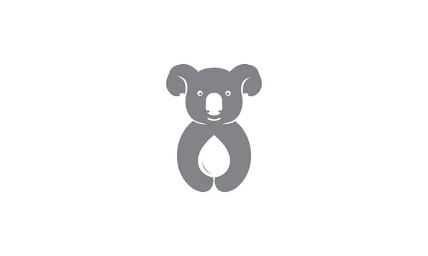 Niedlich Tier Koala Mit Tropfen Wasser Logo Symbol Symbol Vektor — Stockvektor