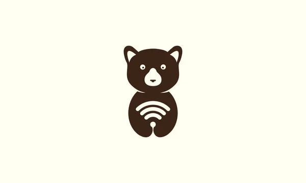 Lindo Oso Miel Animal Con Logotipo Internet Icono Vector Gráfico — Archivo Imágenes Vectoriales