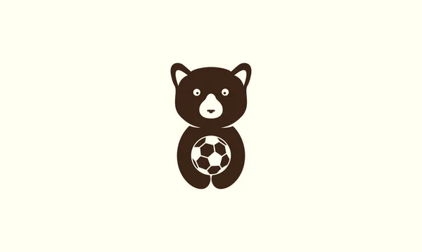 かわいい動物の蜂蜜クマとボールのロゴのアイコンベクトルグラフィックデザインイラスト — ストックベクタ