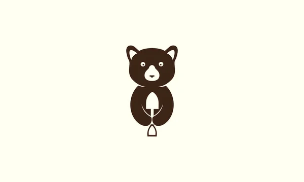 Urso Mel Animal Bonito Com Logotipo Jardim Ícone Vetor Design —  Vetores de Stock