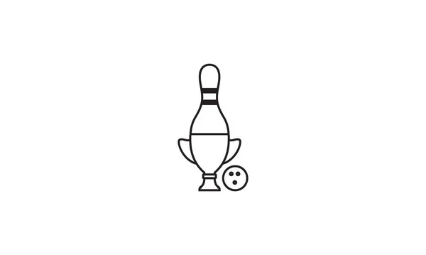 Bowling Trofé Linjer Logotyp Symbol Ikon Vektor Grafisk Design Illustration — Stock vektor