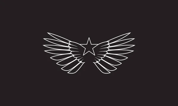 Moderní Čáry Křídla Ikonou Symbolu Hvězdy Vektorový Grafický Design Ilustrace — Stockový vektor