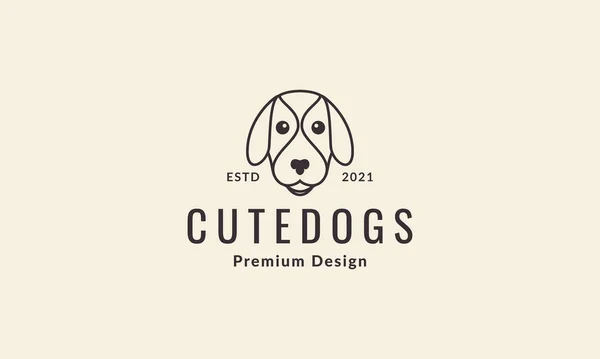 線漫画の頭犬かわいいロゴのシンボルベクトルアイコンイラストグラフィックデザイン — ストックベクタ