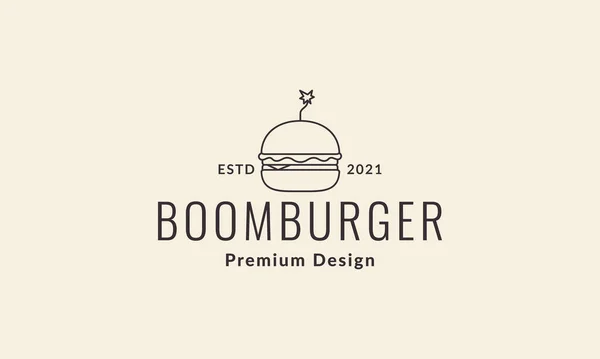 Hamburger Hipster Avec Logo Bombe Symbole Vectoriel Icône Illustration Graphisme — Image vectorielle